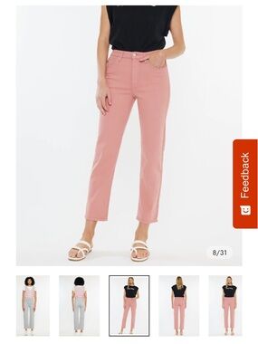 KanCan Zandria Rose-Pink Straight Leg Jeans/